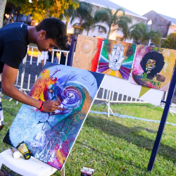live painting, mauritian artist, trippy, exhibition, acrylic
