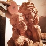 wooden couple, sculpture by Jacques-Henri Dick, faces of Mauritius, Mauritian artist, art