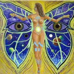 Maya, Acrylic Painting. Art by Mauritian artist, Butterfly effect, Woman Painting, Mother, Colorful, Amazing, Beautiful, Be you, cosmic Illusion